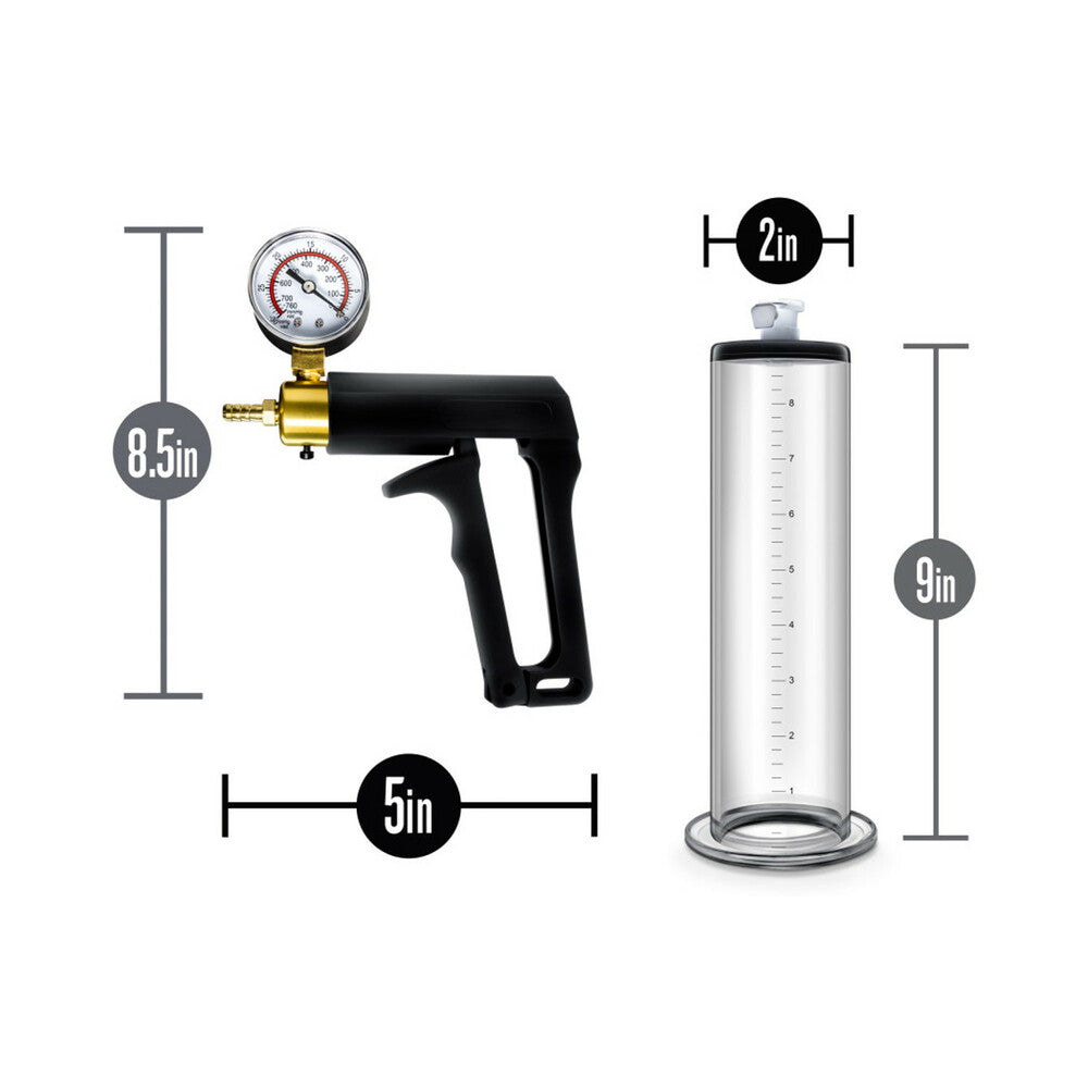 Performance VX7 Vacuum Penis Pump with Brass Trigger & Pressure Gauge Clear