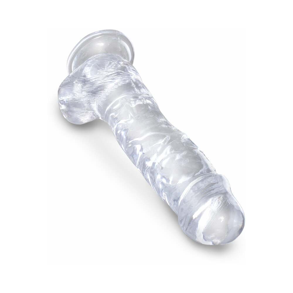 King Cock Clear 8 in. Cock With Balls Realistic Suction Cup Dildo