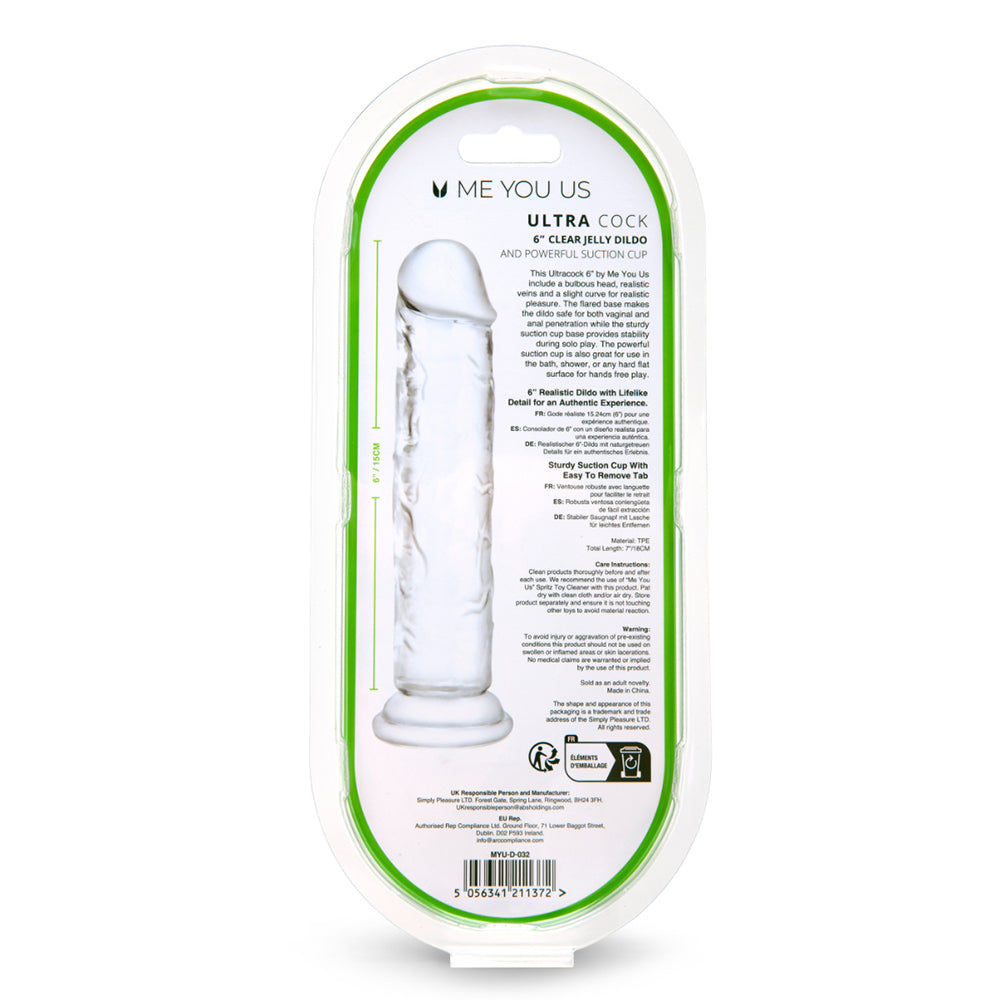 Me You Us Ultracock Clear Jelly 6 in. Dong