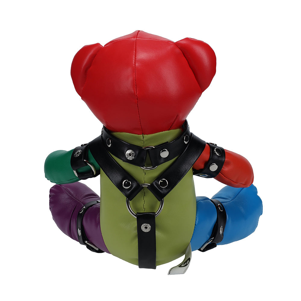 Shots Rainbow Bear Plushie Black Harness