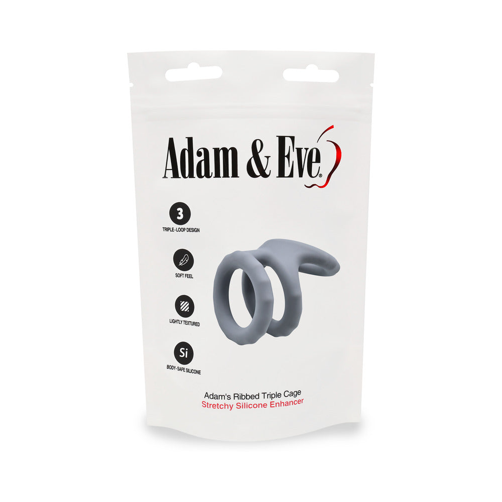 Adam & Eve Adam''s Ridged Triple Cage (Bag Packaging)