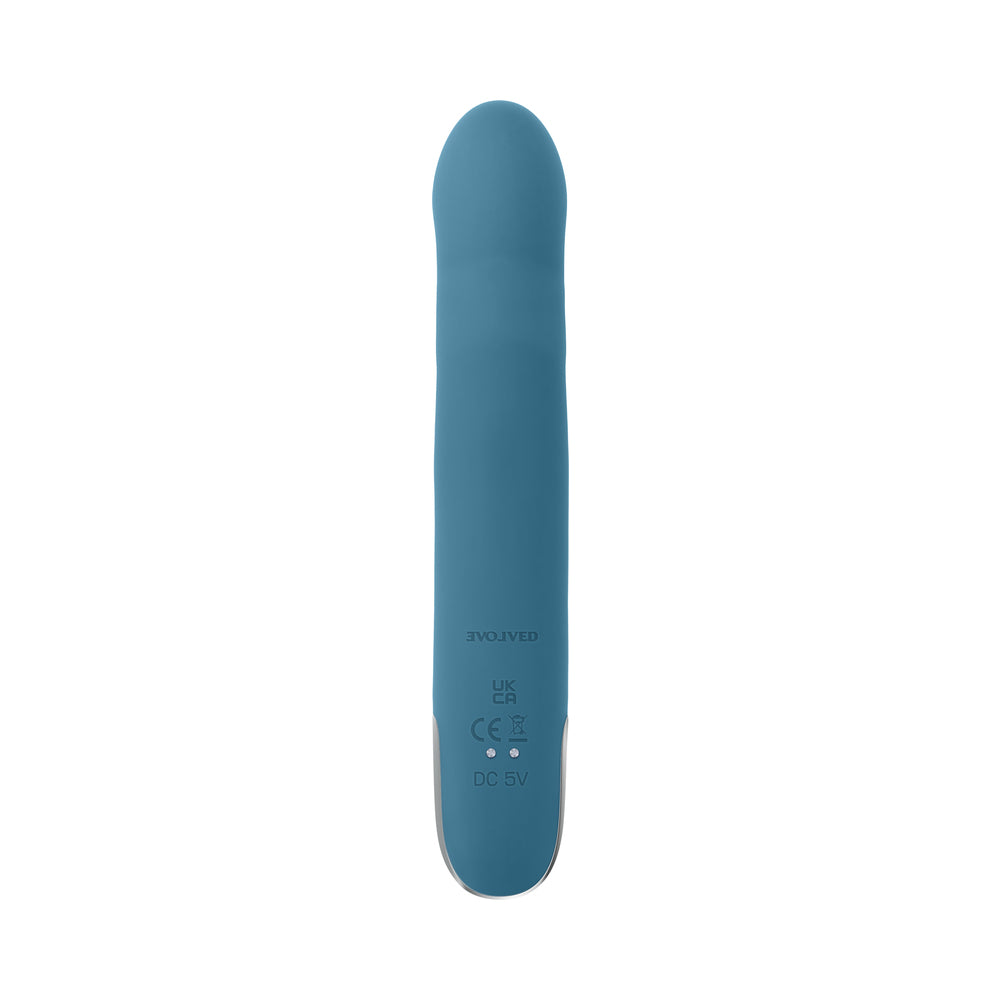 Evolved Queen Of All Trades Rechargeable Silicone Thrusting and Rotating Vibrator Teal