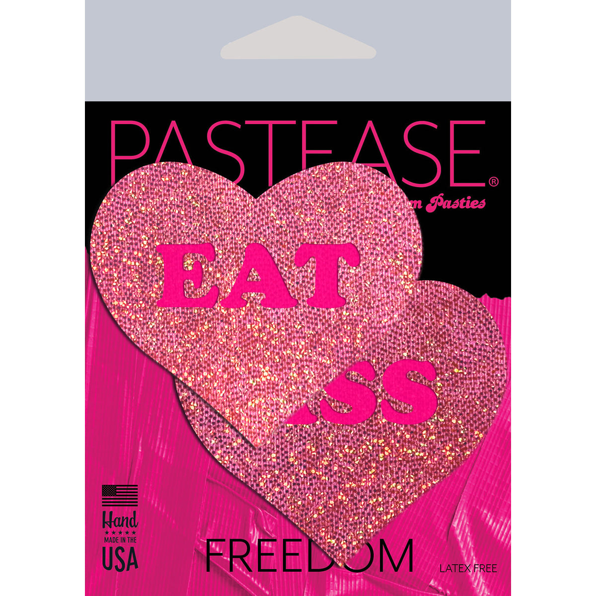 Pastease Glitter ''Eat Ass'' Heart Pasties Pink
