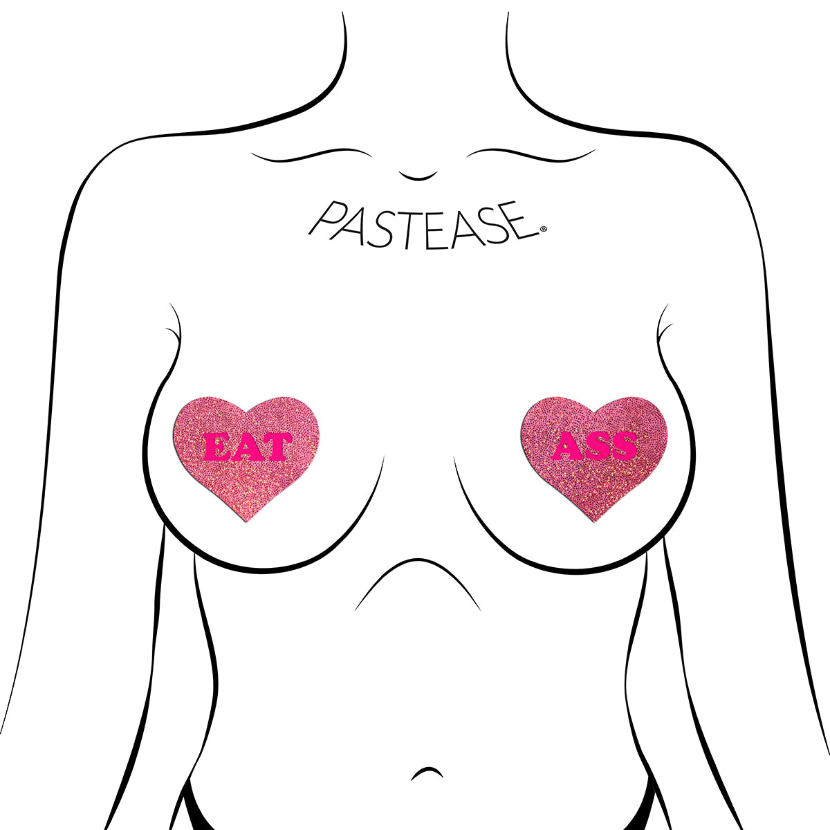 Pastease Glitter ''Eat Ass'' Heart Pasties Pink