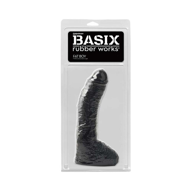 Basix Rubber Works Fat Boy 10 in. Dildo With Balls Black