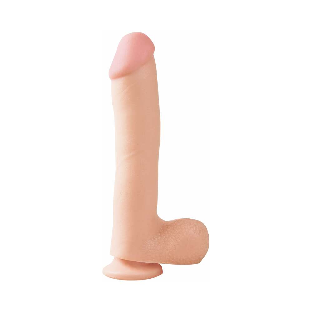 Basix Rubber Works 10 in. Dong With Balls & Suction Cup Beige