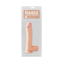 Basix Rubber Works 10 in. Dong With Balls & Suction Cup Beige