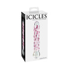 Icicles No. 7 Textured 7 in. Glass Dildo Pink/Clear