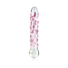Icicles No. 7 Textured 7 in. Glass Dildo Pink/Clear