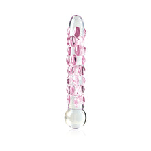 Icicles No. 7 Textured 7 in. Glass Dildo Pink/Clear