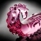 Icicles No. 24 Curved Textured 6 in. Glass Dildo With Handle Pink