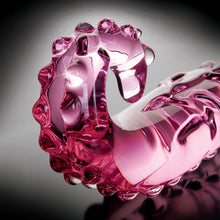 Icicles No. 24 Curved Textured 6 in. Glass Dildo With Handle Pink