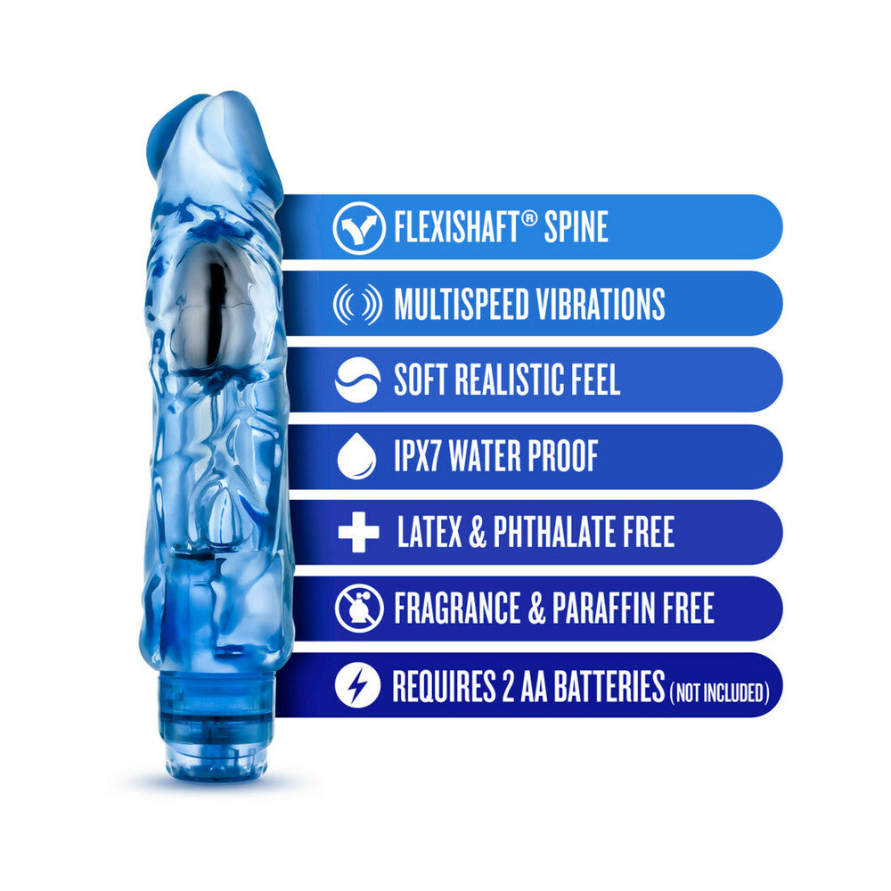 Naturally Yours Wild Ride Realistic 9 in. Vibrating Dildo Blue