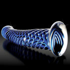 Icicles No. 29 Curved Textured 7.25 in. Glass Dildo Blue