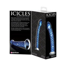 Icicles No. 29 Curved Textured 7.25 in. Glass Dildo Blue