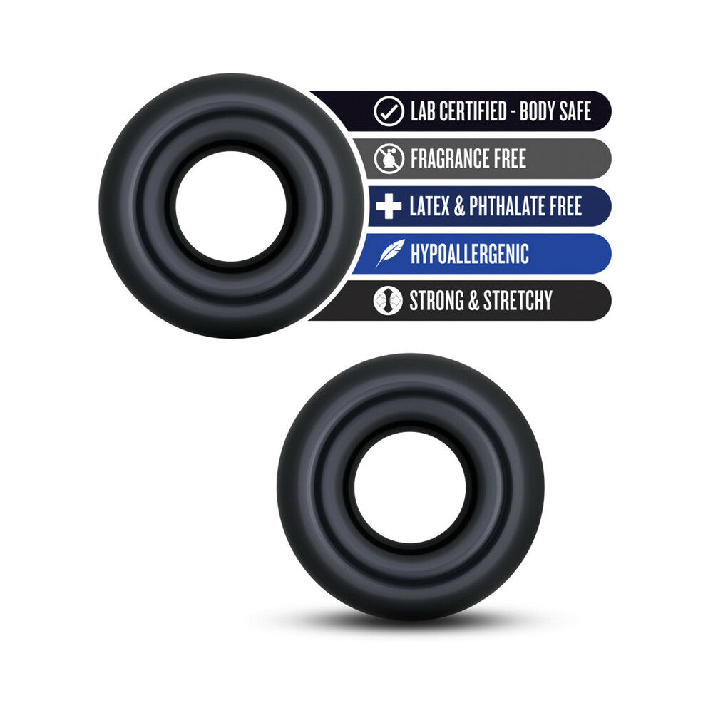 Stay Hard Donut Rings Oversized Cockring 2-Pack Black