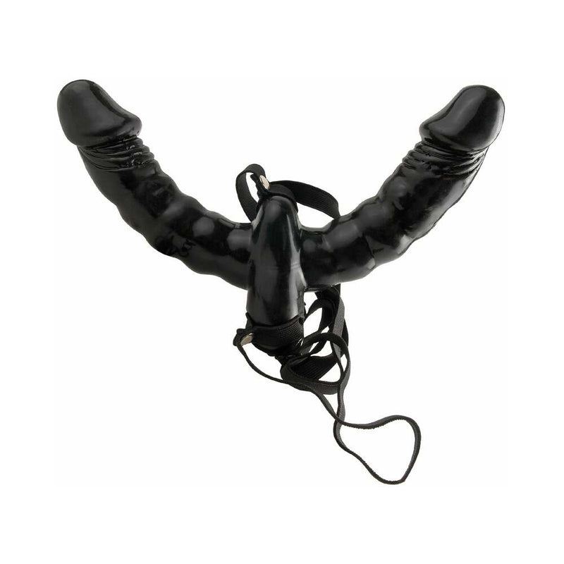 Fetish Fantasy Series Vibrating Double Delight Strap-On With 6 in. Dual-Ended Dildo Black