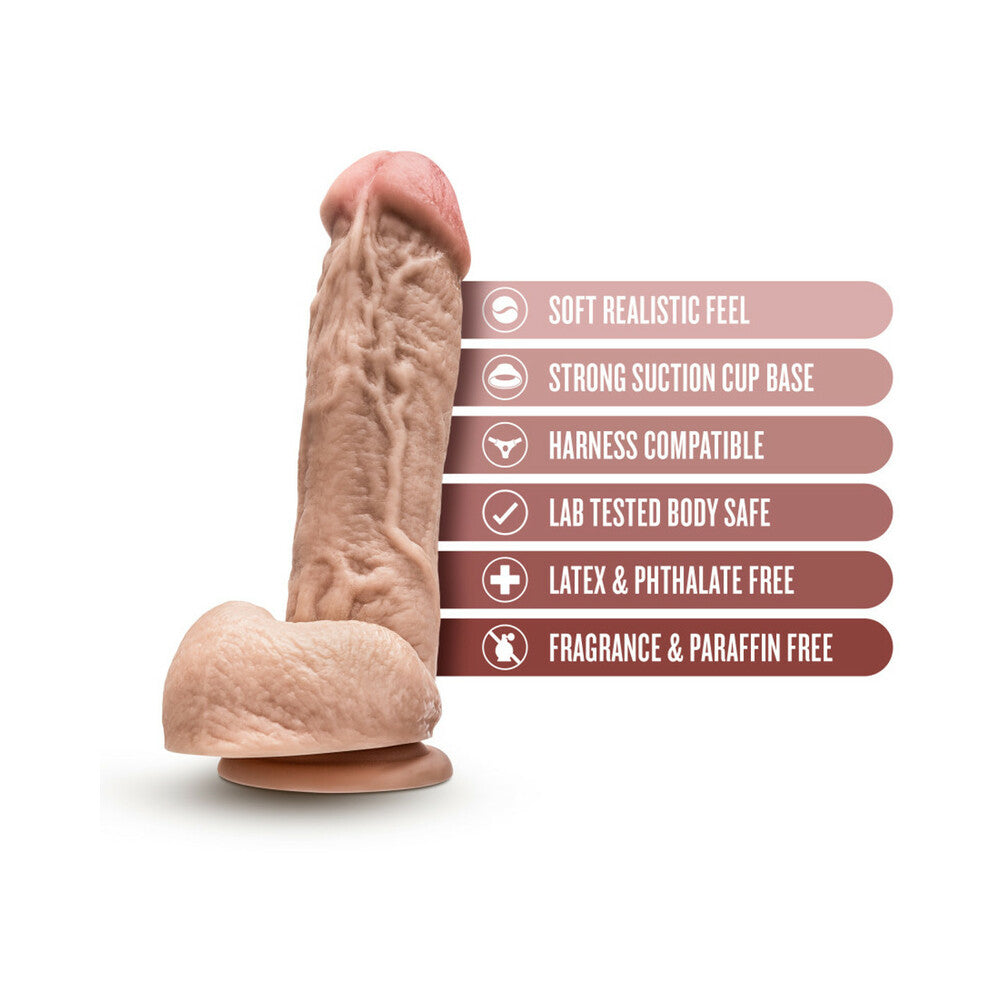 Hung Rider Trigger Realistic 8.5 in. Dildo with Balls Beige