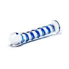 Glas 7.5 in. Blue Spiral Glass Dildo