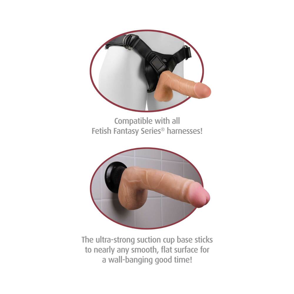 Real Feel Deluxe No. 5 Realistic 8 in. Vibrating Dildo With Balls and Suction Cup Brown