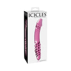 Icicles No. 57 Curved Textured 9 in. Dual-Ended Glass Dildo Pink