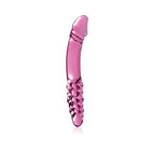 Icicles No. 57 Curved Textured 9 in. Dual-Ended Glass Dildo Pink