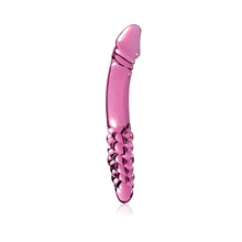 Icicles No. 57 Curved Textured 9 in. Dual-Ended Glass Dildo Pink