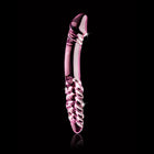 Icicles No. 57 Curved Textured 9 in. Dual-Ended Glass Dildo Pink