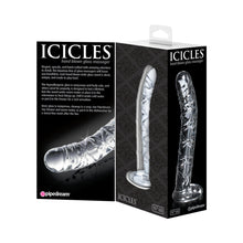 Icicles No. 60 Curved Ribbed 6.5 in. Glass Dildo Clear