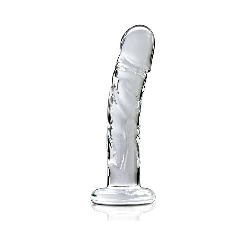 Icicles No. 62 Curved Realistic 6.5 in. Glass Dildo Clear