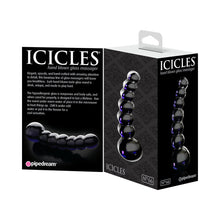 Icicles No. 66 Curved Beaded 4.75 in. Glass Dildo Black