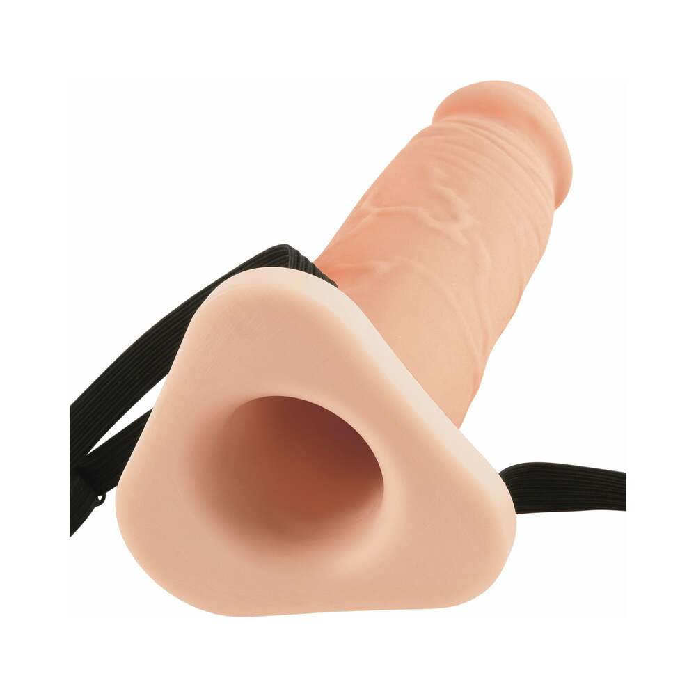 Fantasy X-tensions 8 in. Silicone Hollow Extension With Adjustable Straps Beige