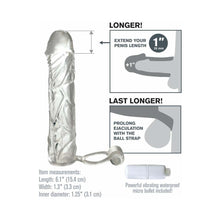Fantasy X-tensions Vibrating Super Sleeve 1 in. Extension With Ball Strap Clear