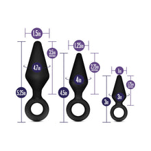 Luxe Night Rimmer 3-Piece Silicone Anal Plug Kit Black