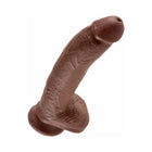 King Cock 9 in. Cock With Balls Realistic Suction Cup Dildo Brown