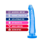 B Yours Sweet ''n Hard 6 Realistic 8.5 in. Dildo Blue