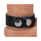 Rock Solid Adjustable Leather 3 Snap Cock Ring (Black)