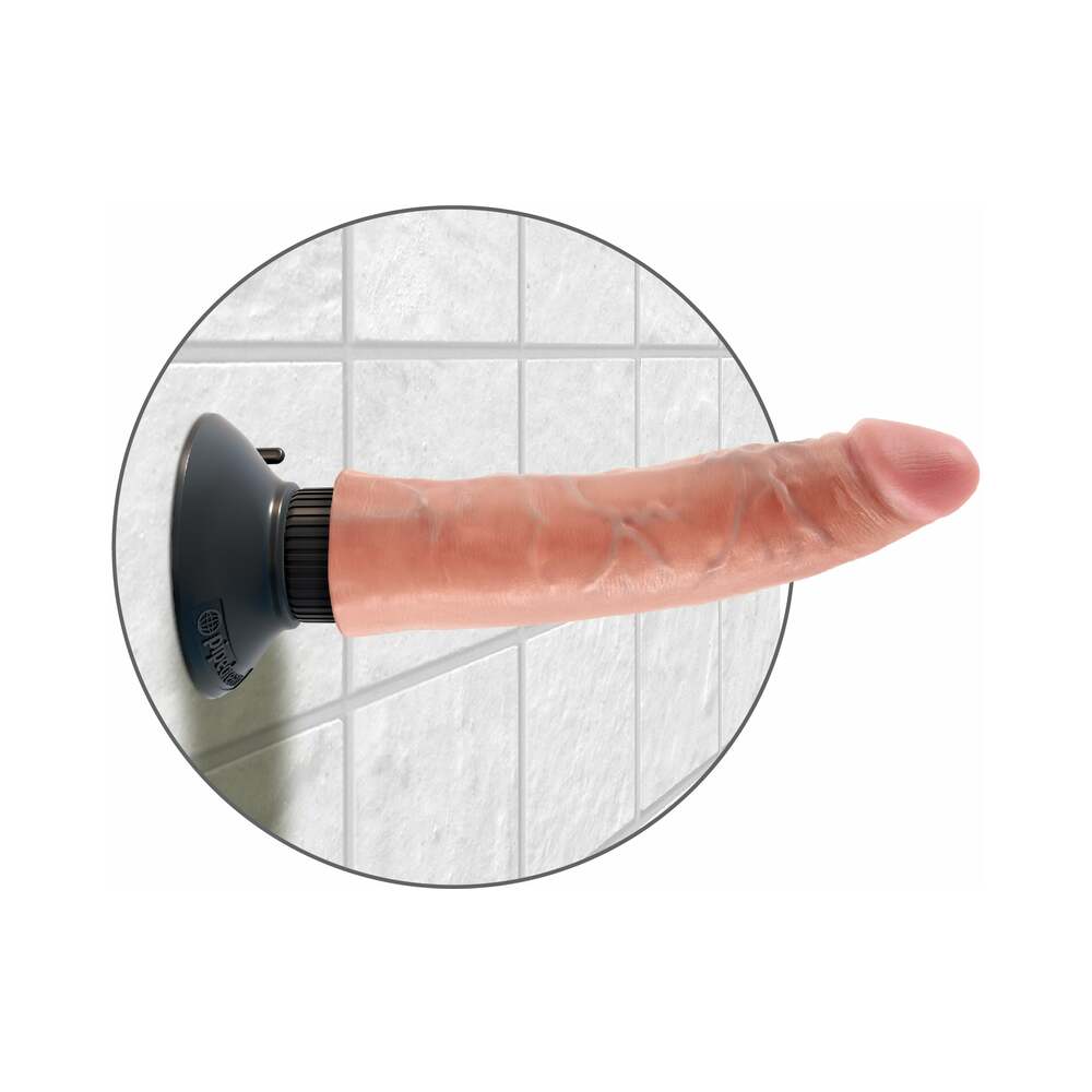 King Cock 7 in. Vibrating Cock Poseable Dildo With Suction Cup Beige