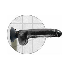 King Cock 9 in. Vibrating Cock With Balls Poseable Suction Cup Dildo Black