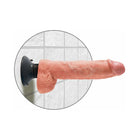 King Cock 10 in. Vibrating Cock With Balls Poseable Suction Cup Dildo Beige