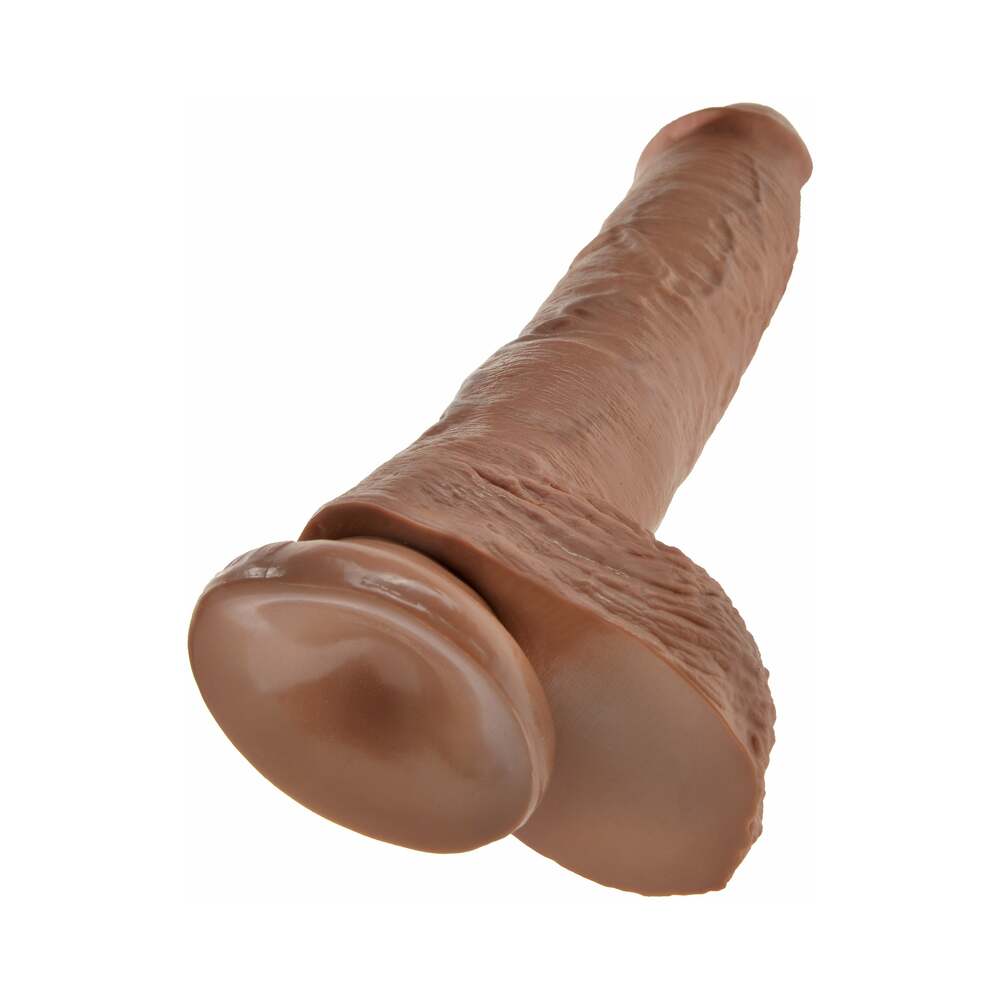 King Cock 10 in. Cock With Balls Realistic Suction Cup Dildo Tan