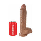 King Cock 10 in. Cock With Balls Realistic Suction Cup Dildo Tan