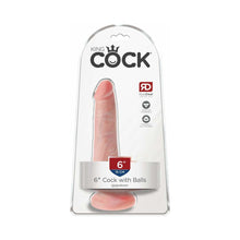 King Cock 6 in. Cock With Balls Realistic Suction Cup Dildo Beige