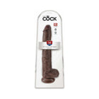 King Cock 14 in. Cock With Balls Realistic Suction Cup Dildo Brown