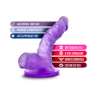 Naturally Yours 4 in. Mini Cock Realistic Dildo with Balls Purple
