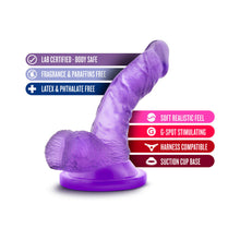Naturally Yours 4 in. Mini Cock Realistic Dildo with Balls Purple