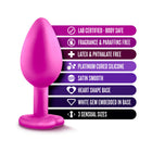 Luxe 3-Piece Bling Plug Training Kit with White Gem Base Pink