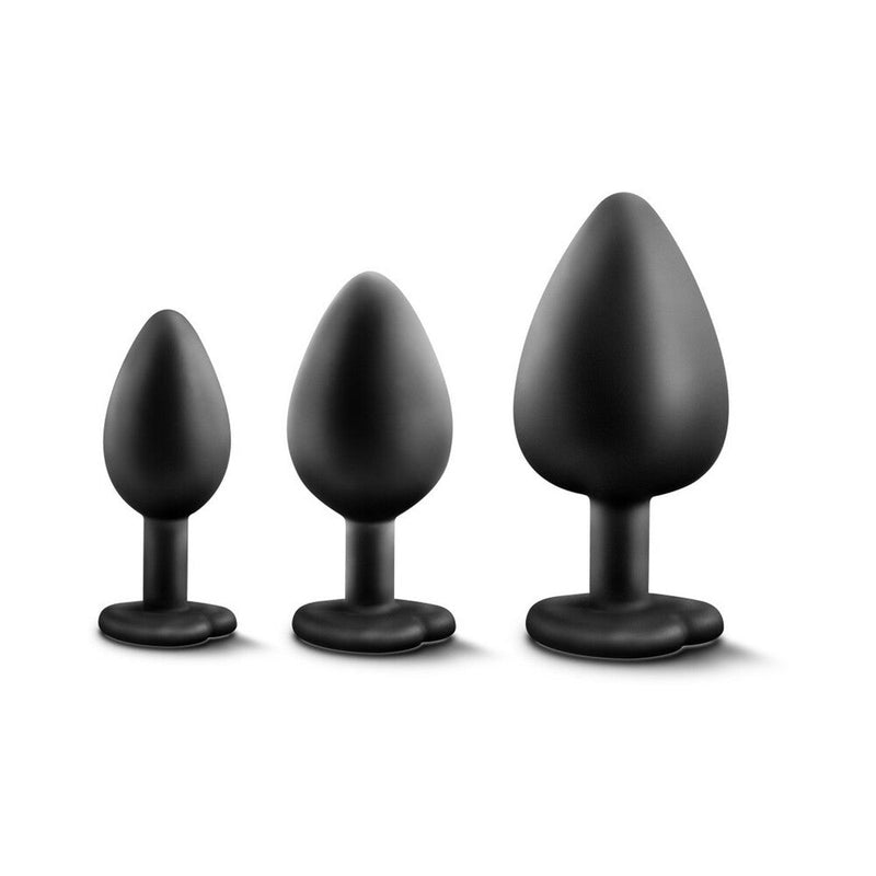 Luxe 3-Piece Bling Plug Training Kit with White Gem Base Black