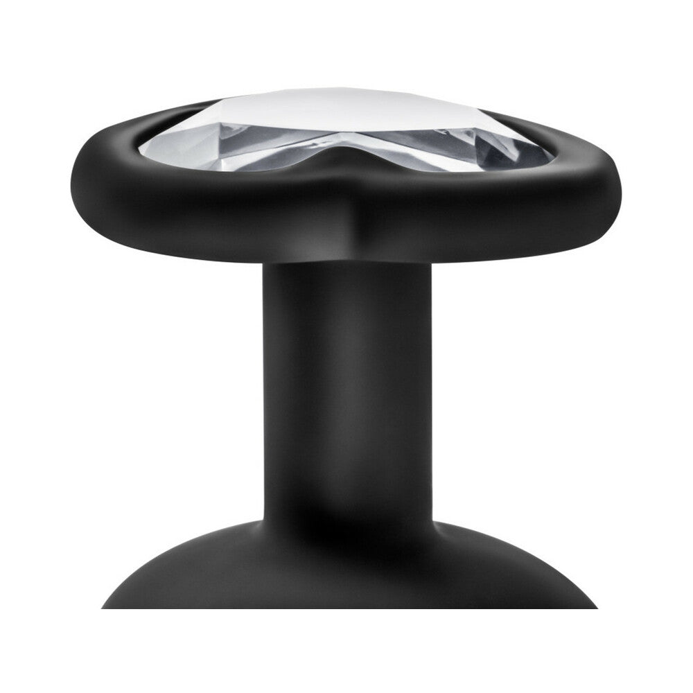 Luxe 3-Piece Bling Plug Training Kit with White Gem Base Black