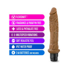 Dr. Skin Vibe 8 Realistic 9.75 in. Vibrating Dildo Tan
